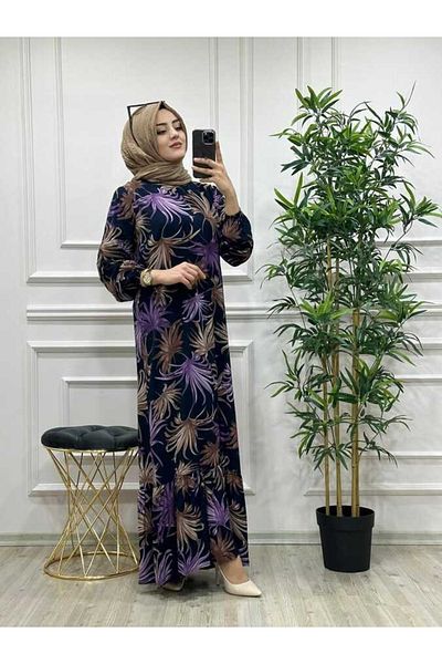 azzebutik 6180 Leaf Dress K20 Purple
