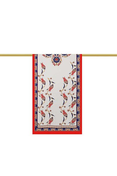 Bursa İpek Navy Blue Red Row Tulip Silk Scarf