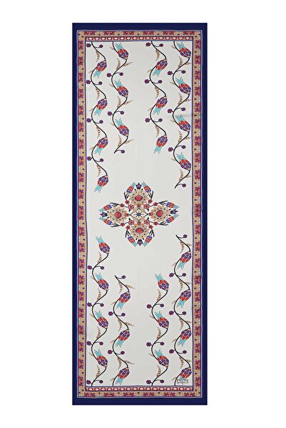 Bursa İpek Золото-синій шарф з тюльпанами з шовку