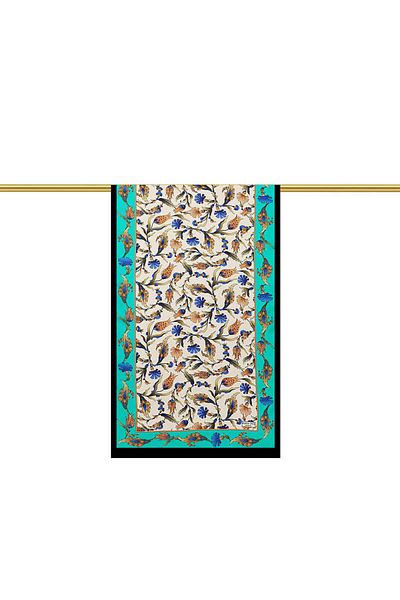Bursa İpek Green Black Carnation Tulip Silk Scarf
