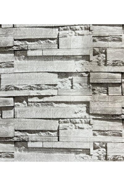 Renkli Duvarlar Gri Taş Desen Arkası Yapışkanlı Duvar Paneli Kağıdı Nw112
