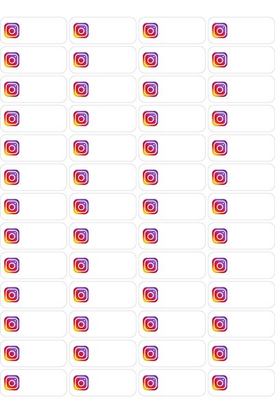 printiks 104 Adet Renkli Instagram Yapışkanlı Etiketi Sticker Çıkartmaları ( 2 Cm X 5 Cm )