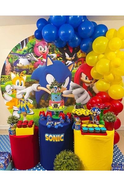 MFM Party Sonic Themed Chain Balloon Birthday Set