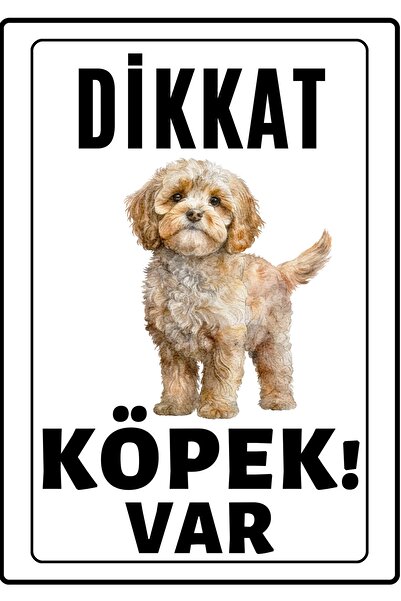 Emach Dizayn Dikkat Köpek Var Uyarı Ikaz Levhası Pvc Kaplama A4 Siyah Beyaz