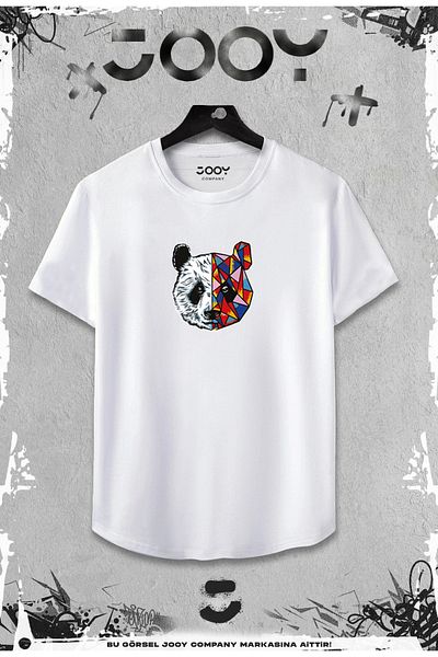 Jooy Company Λευκό μπλουζάκι 2 τεμαχίων Panda Printed Slim Fit - Σετ γκρι σορτς