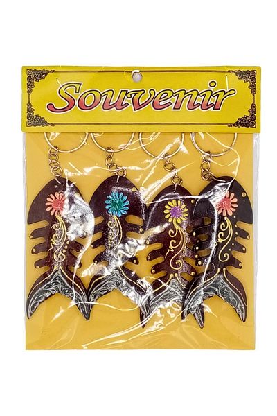 Dünyadan Hediyeler Coconut Fishbone Fish Keychain Quadruple Gift Pack