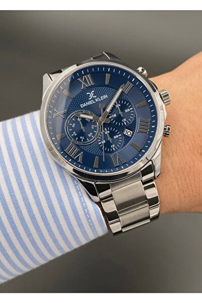 Daniel Klein Silver Navy Color Men's Sleeve 3 Atm Waterproof