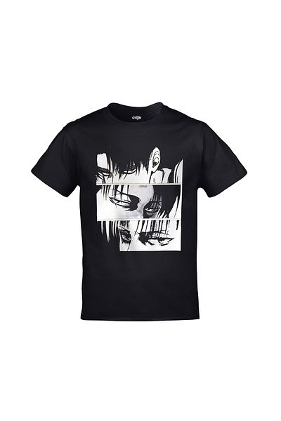 Orijin Tekstil Attack On Titan Eyes Of Characters Εκτυπωμένο Unisex Μαύρο Tshirt