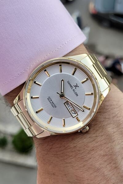 Daniel Klein Yellow Color Men's Calendar Wristwatch