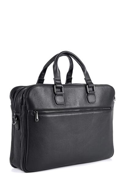 Grande 6872 Hakiki Deri Laptop Bölmeli Evrak Çantası Siyah