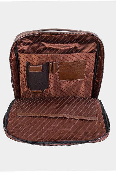 Grande 8003 Genuine Leather Laptop Briefcase And Backpack With Compartment Tan