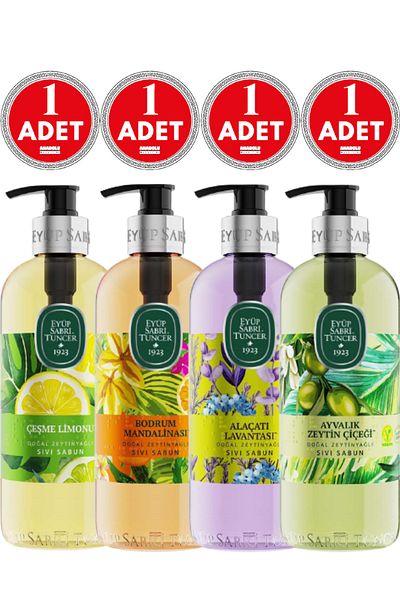 Eyüp Sabri Tuncer Liquid Soap 500ml Çeşme Lemon Bodrum Tangerine Alaçatı Lavender Ayvalık Olive