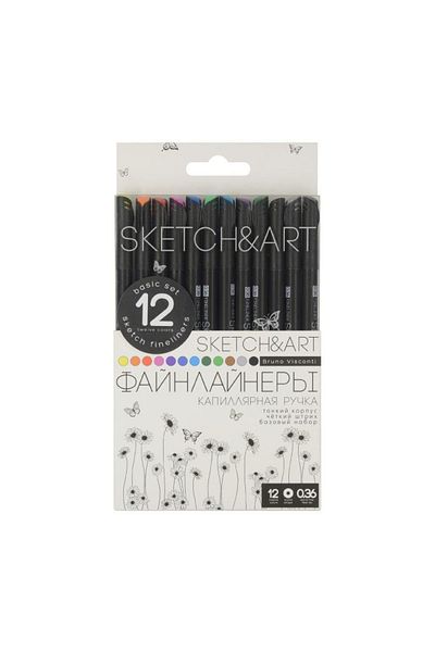 Bruno Visconti "Sketch&Art" 0.36mm Fine Nib Pen 12 Colors