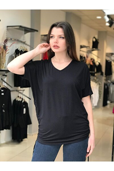 güncüoğlu Короткий рукав, V-подібний комір, бокові вставки з тунелем, трикотаж