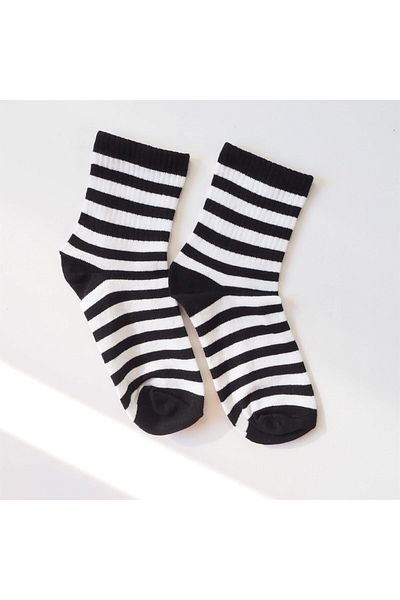 Planet Butik Black and White Thin Striped Socks