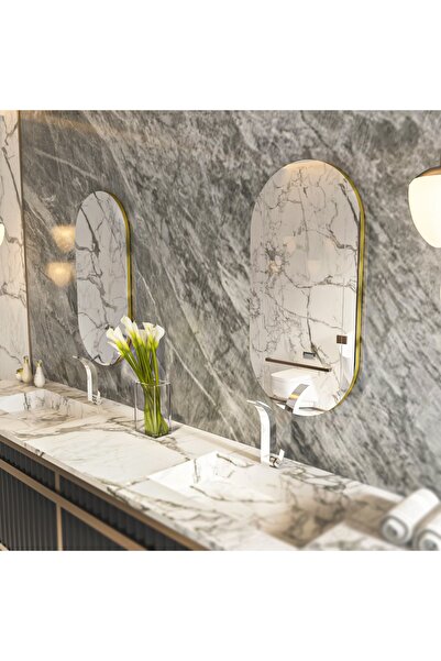 MONEayna Riors Luxury Gold Detaylı Oval Ayna