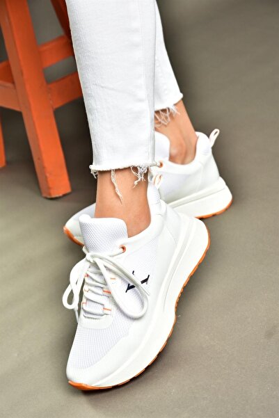 Fox Shoes P848531504 White/orange Fabric Women's Sports Shoes