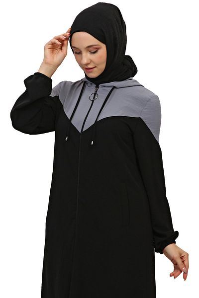 Saraylı Hooded Zippered Pocket Cap Trousers Set Women's Hijab Bottom and Top Set