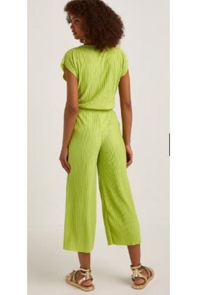 Kübra Tekstil Women's Green Pleated Pants Kt002180