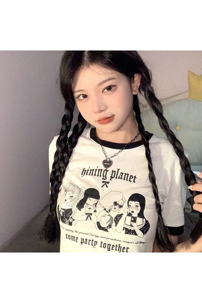 Köstebek Grunge Punk Come Party Together Half Crop T-shirt