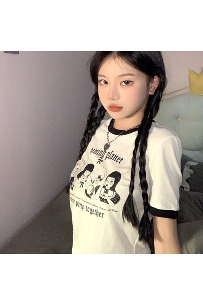 Köstebek Grunge Punk Come Party Together Half Crop T-shirt