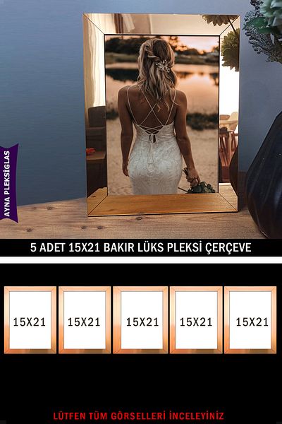 bymat 5 Pieces 15x21 A5 Copper Mirror Plexiglass Frame - Luxury Plexiglass Frame