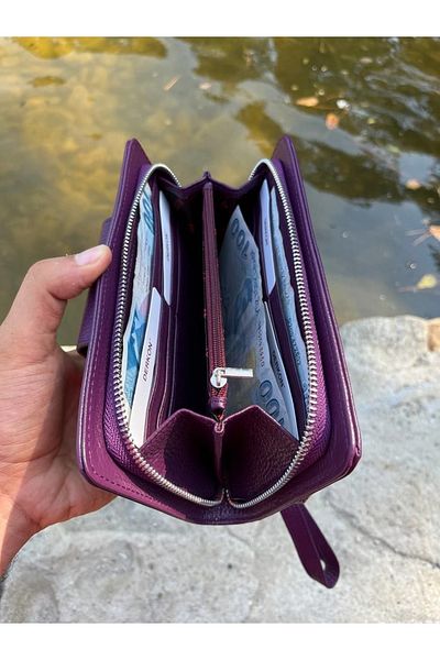 DERKON Oslo Hand-held Purple Wallet with Phone Compartment