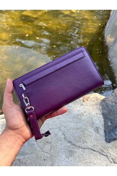 DERKON Portofel violet Oslo cu compartiment pentru telefon și suport de mână