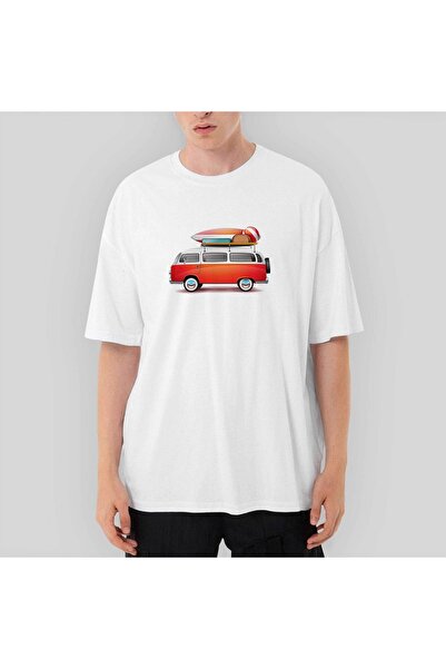 Z zepplin تي شيرت أبيض كبير الحجم لعطلة فولكس فاجن كارافان