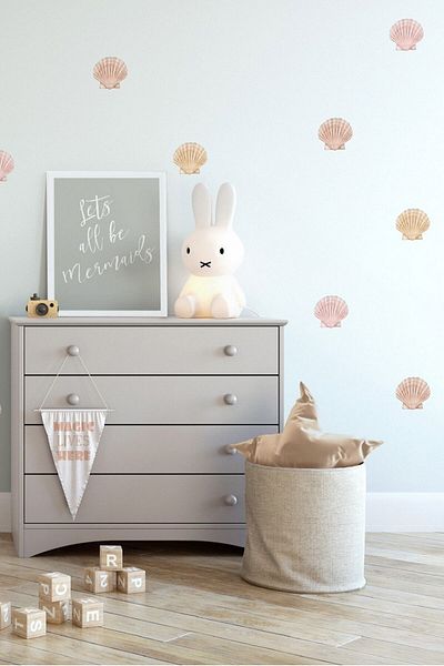 Sim Tasarım Watercolor Seashells Wall Sticker Set