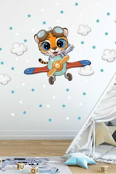 Sim Tasarım Pilot Tiger Wall Sticker Set - Sm202