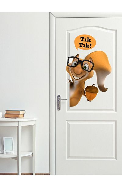 Sim Tasarım Baby And Kids Room Naughty Squirrel Door Dress Up Sticker Set