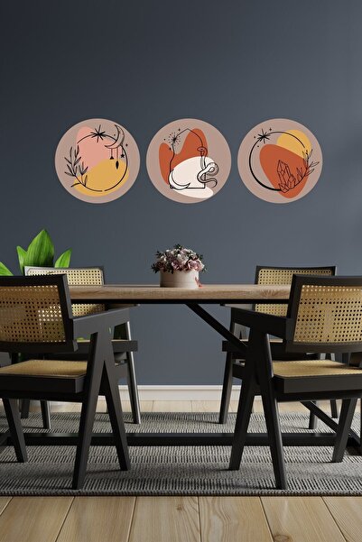 Sim Tasarım مجموعة Boho 02 مكونة من 3 ملصقات زخرفية على الطراز البوهيمي الدائري