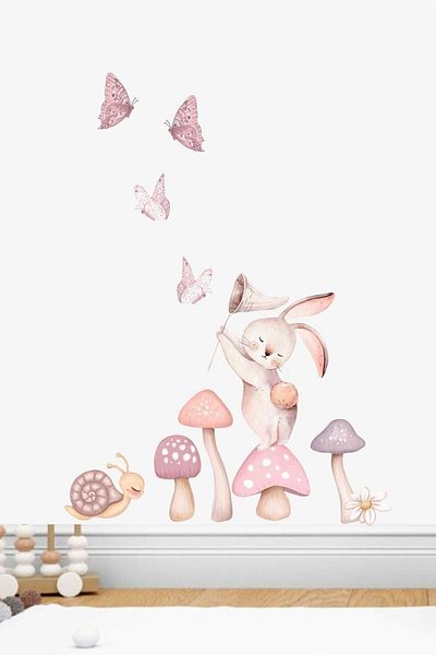 Sim Tasarım Star Catcher Rabbit Wall Sticker