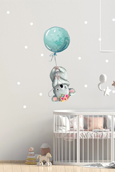 Sim Tasarım Balonlu Koala Duvar Sticker Seti