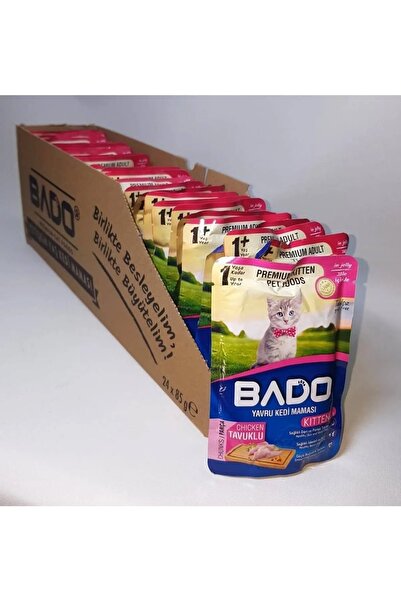 Bado Yavru Kedi Maması Tavuklu Islak 85 Gr. X 12 Adet