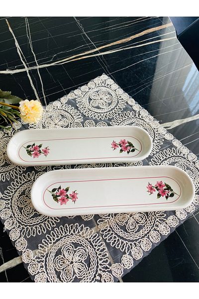 VENÜS HOME DECORATION طبق تقديم بستان الزيتون مكون من قطعتين من زهرة الثلج