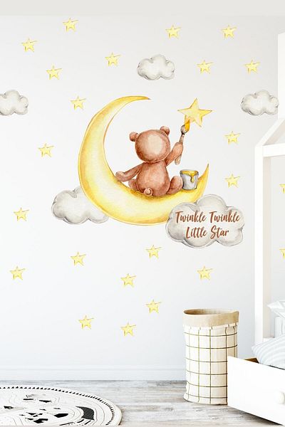 Sim Tasarım Star Painter Care Bear Kids Room Wall Sticker Set - Sim761