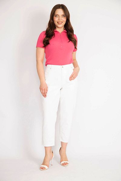 Şans Women's White Large Size 5 Pocket Jeans 65n36262