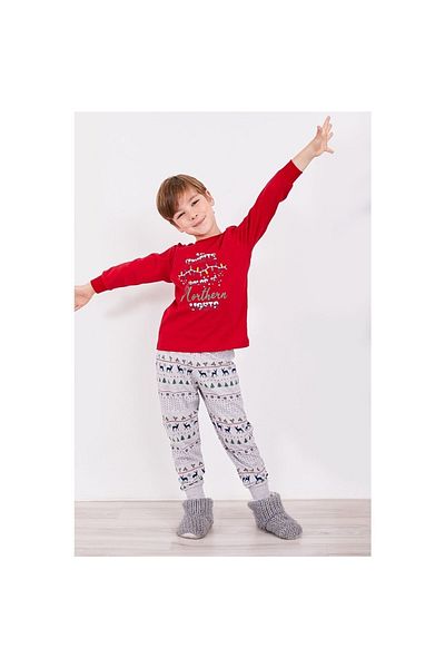 ROLY POLY Rolypoly My Favorite Color Is Northern Nights Red Boy's Long Sleeve Pajama Set