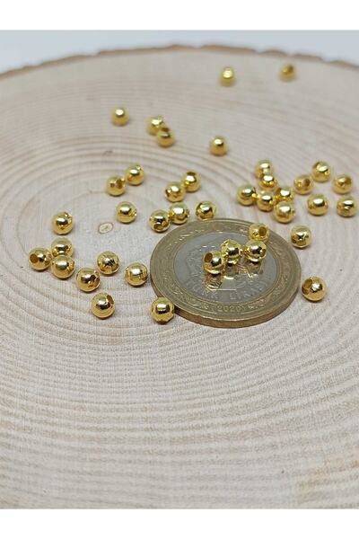 Yasamtohumu مادة معدنية متوسطة اللون ذهبي 4 مم/100 قطعة