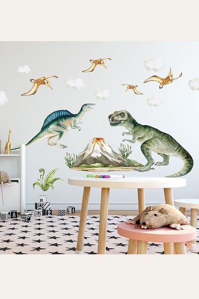 Sim Tasarım Gorgeous Dinosaurs Wild Life Kids Room Wall Sticker - Wall Decoration
