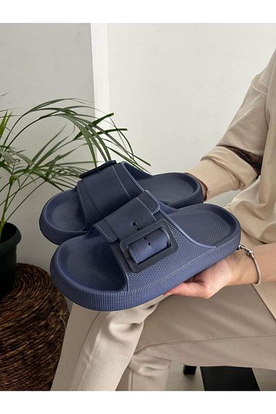 Behtah Kundura Unisex μονή πόρπη Μαλακή χοντρή αντιολισθητική σόλα Soelite Beach Pool Garden Sea Daily Παντόφλες
