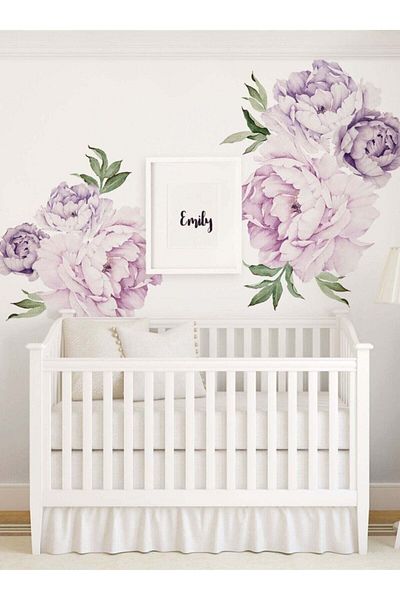 Sim Tasarım Pastel Purple Flowers Soft Wall Sticker