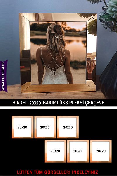 bymat 6 Pieces 20x20 Copper Mirror Plexiglass Frame - Luxury Plexiglass Frame