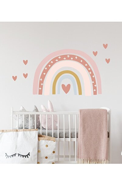 Sim Tasarım Σετ αυτοκόλλητων τοίχου με απαλό χρώμα Heart Rainbow