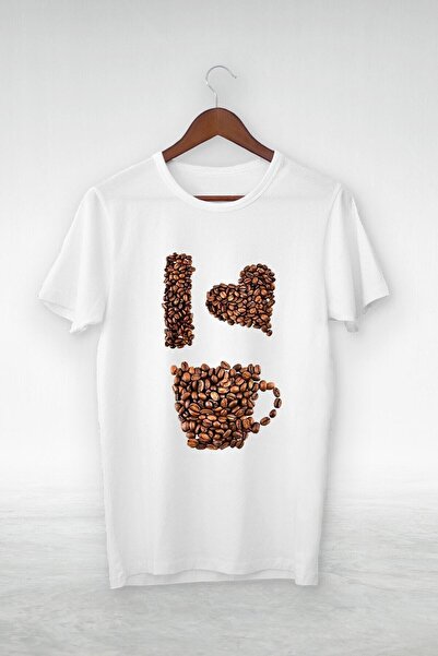 Adrift Vtshirt White -unisex -ı Love Coffe2-εικονογράφηση Σχέδιο- Y-062