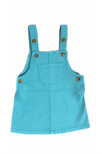 minny max Rochie de fetita cu bretele din Gabardina Culoare Turcoaz
