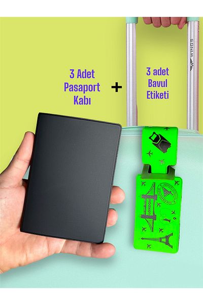 Gempo 6 Piece Travel Kit 3 Pieces Passport Case Passport Holder + 3 Pieces Suitcase Neon Tag Luggage Tag