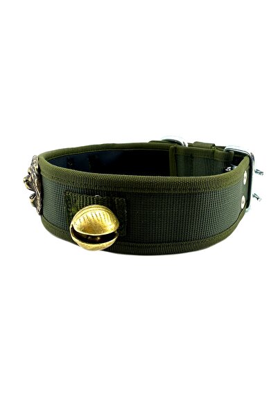 Tasma Market Khaki Bell Lion Headed Kangal Dog Collar